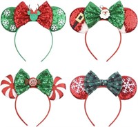 4 PCS Christmas Mouse Ears Headbands