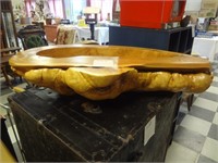 VERY LARGE HAND CRAFTED 1 PC. BURL WOOD BOWL
