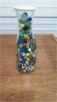 Vintage jar of marbles w/Shooters