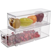 2 Pack Refrigerator Organizer Bins with Pull-out D