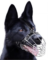 Dog Chrome Metal Muzzles Wire Basket Adjustable Le