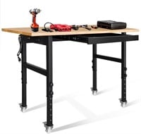 59" Bamboo Wood Garage Workbench w/Power Outlets &