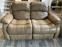 Faux Leather Reclining Love Seat