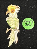 Parrot Brooch/Pin Yellowhead, Orange Eye