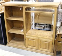 Wood Media Center with Side Bookcase