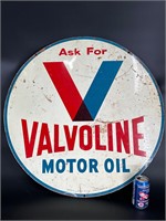 1960 DOUBLE SIDED VALVOLINE MOTOR OIL SIGN 30 INCH