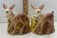Pottery deer planters one has crack