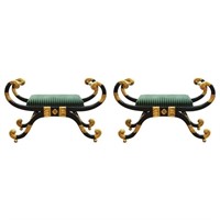 Regency Style Curule Form Window Benches, Pair