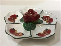 Divided ceramic bowl with strawberry motif made