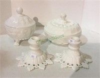 Westmoreland milk glass grouping includes
