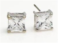 Princess Cut 3.00 ct White Topaz Earrings