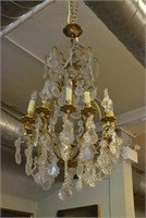 Brass and cut glass chandelier