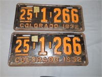 Pair 1932 Colorado Car Tags