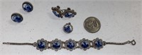 VINTAGE STERLING SILVER DELFT JEWELRY SET.