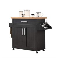 Kitchen Island w/ Spice Rack  Black/Beech