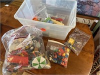 Tub of Playmobile toys