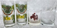 Four John Deere Tractor Drinking Glasses