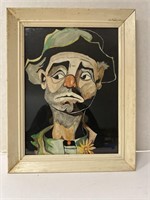 Vintage hand painted sad clown