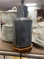 VTG CHINESE PEWTER TEA CADDY LAMP