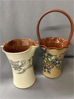(2) Eldreth Redware Vases