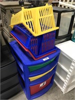 Multi-color storage baskets and drawers