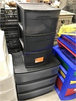 Black stacking storage drawers