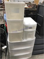 White stacking storage drawers