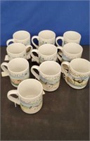 Lot of 10 Country Design Coffee Mugs