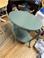 GREEN OVAL TABLE - NEEDS REPAIR - 30X22X31"H
