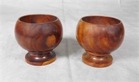 Pair 19th C. Koa Sandwich Islands Turned Cups