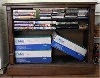 Wooden Shelf w/ DVD Player & CD's/ DVD's