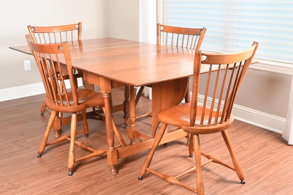 Vintage Drop Leaf Maple Dining Table & 4 Chairs
