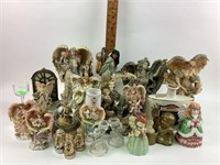 Figurines, various angels, cherub candle stick