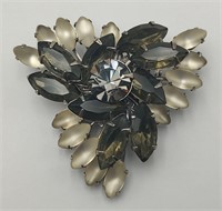 Vintage Pin of Frosted & Smoky Topaz Stones