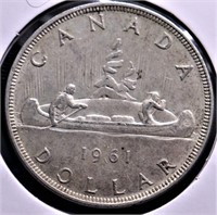 1961 CANADA SILVER DOLLAR AU