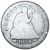 1854 Seated Liberty Quarter NICELY CIRCULATED
