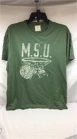 R4) MENS LARGE VINTAGE M.S.U. T-SHIRT  ( tiny pin