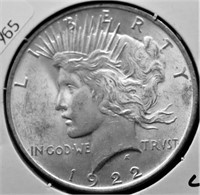 1922 PEACE DOLLAR CHOICE BU