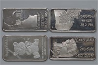 4 - 1ozt Silver .999 Art Bars (4ozt TW)