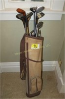 Vintage Golf Club Set in Antique Bag