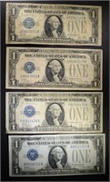 (4) 1928 SILVER CERTS "FUNNY BACK NOTES" NICE CIR