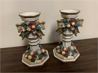 PAIR OF FITZ AND FLOYD CANDLE HOLDERS