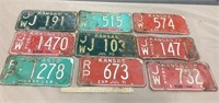 9 Kansas License Plates 1970,71,73