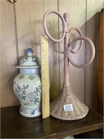 Large ginger jar, and hand towel holder