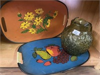 Mid-century, serving trays, and water pitcher
