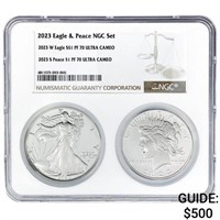 2023 Eagle & 2023 Peace PF70 UC 2 Coin Set