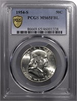 1954-S Franklin Half Dollar 50C PCGS MS65FBL