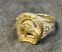 14K Gold Horseshoe Ring 6.1 Grams