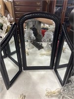Black Victorian 3-way vanity mirror