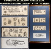 Framed Collection of Vintage Bank Ephemera and Lit